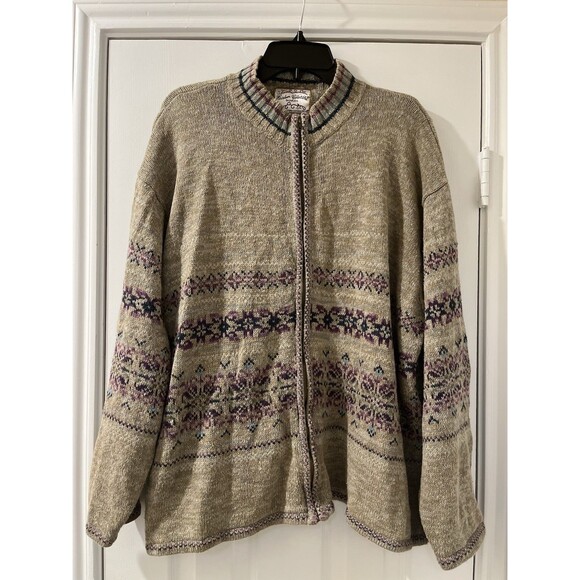 Heirloom Collectibles womens Vintage Cardigan Sweater size 22 24 Fair Isle Zip - Picture 1 of 5